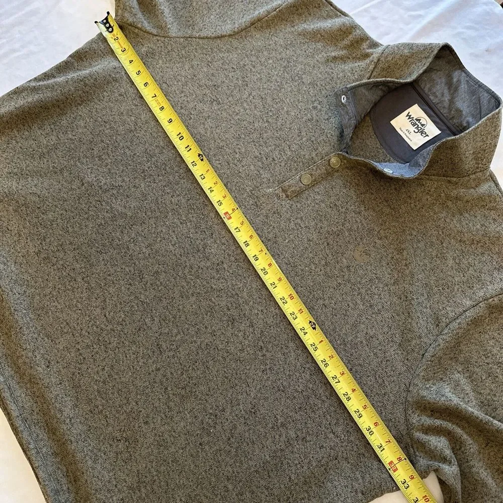 Wrangler Men Knit‎ Pullover Fleece 4XL Henley 1/4 Snap Green Sweatshirt Fish J16